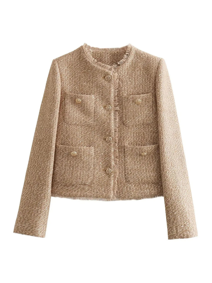 Luxe Camel Tweed Jacket